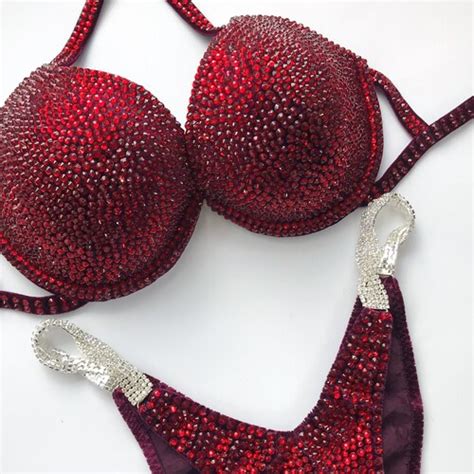 Red Bikini NPC Ifbb Figure Competition Suit Etsy