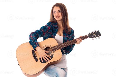 Cutie Brunette Woman With Guitar 16487726 Stock Photo At Vecteezy
