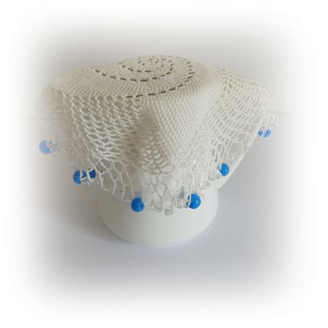 Vintage Crochet Jug Cover With Blue And Clear Glass Beads Etsy