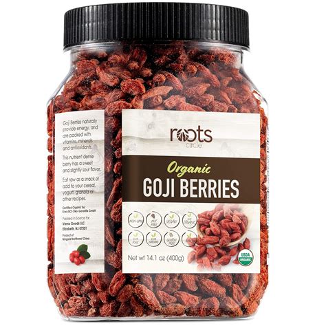 Amazon.com: Roots Circle USDA Organic Dried Goji Berries 14.1oz Jar 1 ...
