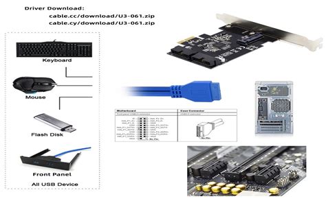 Cablecc Usb 30 Front Panel Header 5gbps 19pin 20pin To Pci E 1x Express Card Vl805