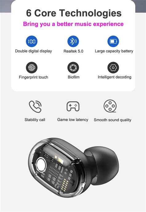Мини TWS Bluetooth наушники беспроводные наушники сенсорное управление ...