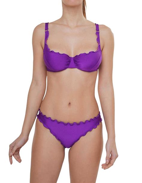 Bikini Reggiseno Balconcino Con Ferretto Slip Giada O Brasiliana Antigua Viola