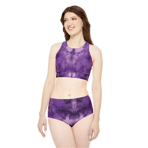 Purple Smokey Tie Dye Sporty Bikini Set Aop Etsy