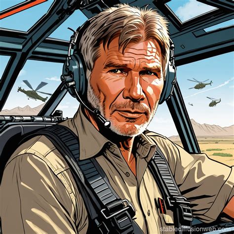 Harrison Ford Piloting Helicopter Stable Diffusion Online