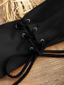 Bandeau Lace Up Bikini Top And Thong Bottoms In BLACK ZAFUL 2025