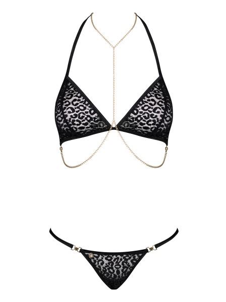 Obsessive Lingerie Pantheria Completino Intimo Leopardato Con Catenine