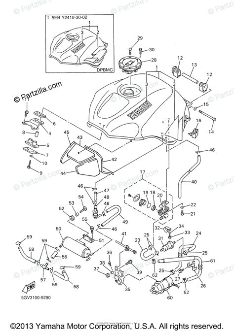 Yamaha Motorcycle 1999 Oem Parts Diagram For Fuel Tank Ca