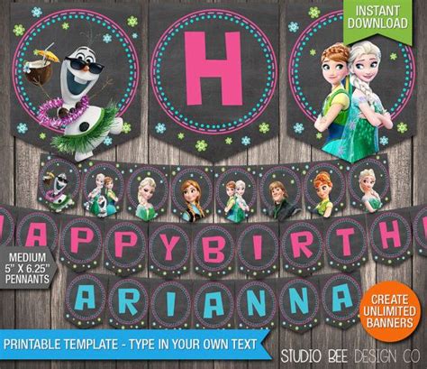 Frozen Banner Instant Download Printable Disney Frozen Summer Happy