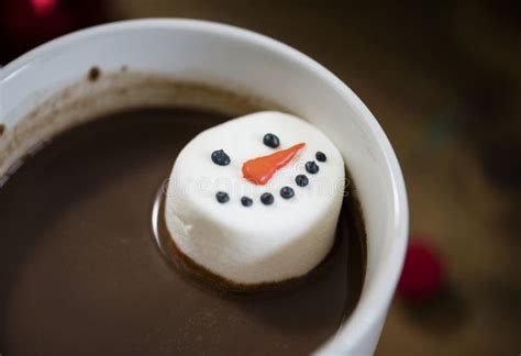 Snowman Marshmallow Dipped In Hot Chocolate Stock Image Image Of Coco Beverage