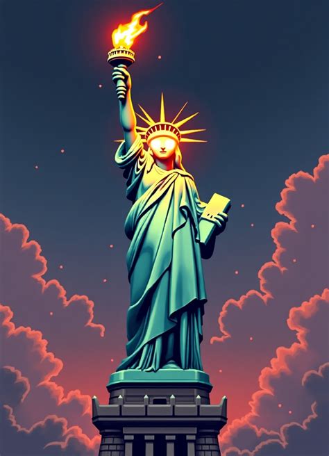 Statue of Liberty with Fiery Eyes | Stable Diffusion Online