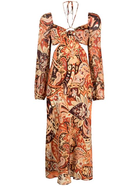 Rixo Kamilla Paisley Print Midi Dress Farfetch