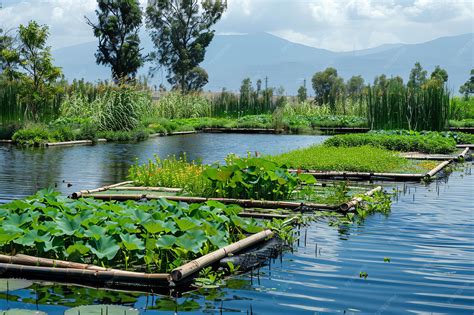 floating gardens  chinampas  lake texcoco illustration photo