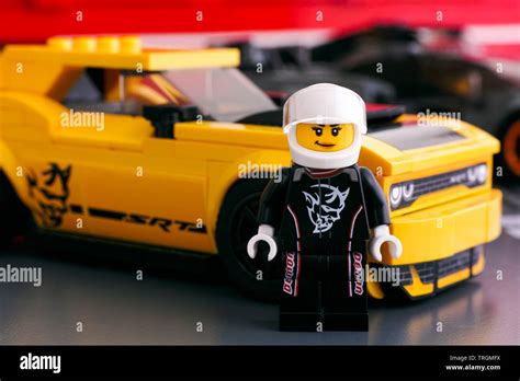 Tambov, Russian Federation - April 21, 2019 Lego 2018 Dodge Challenger ...