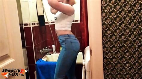 Redhead Blowjob Cock Muscular Guy And Pussy Fucking After Bathroom