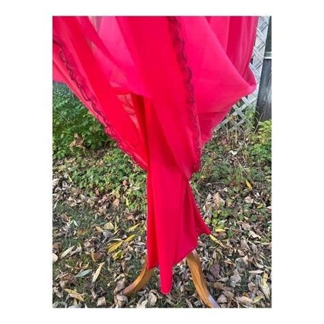 Vintage FRENCH MAID Nightgown Maxi Lingerie Red Black Gem