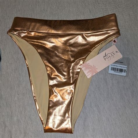 Oh Polly Swim Gold Coast Metallic High Waisted Bikini Bottoms Poshmark