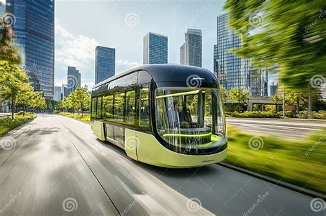 Futuristic Bus With An Aerodynamic Design Illuminated By Neon Lights