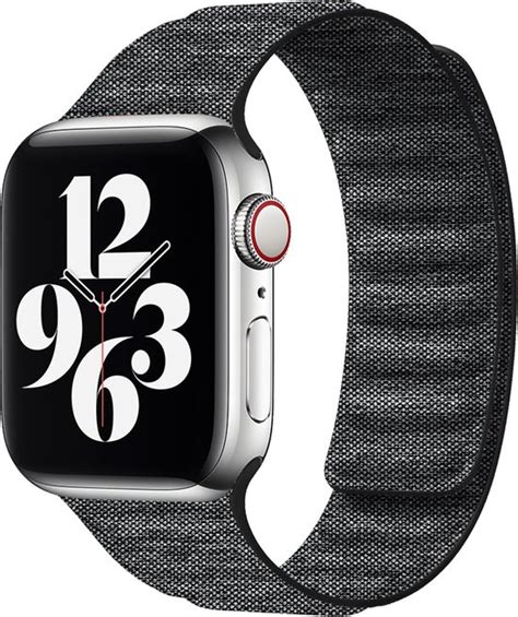 By Qubix Denim Nylon Bandje Zwart Geschikt Voor Apple Watch 38mm