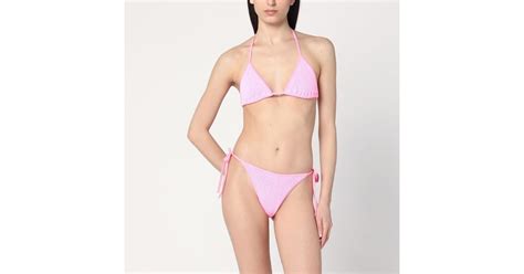 Hunza G Gina Triangle Bikini Set In Pink Lyst UK