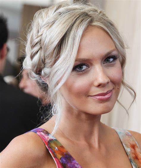 Melissa Ordway Long Curly Light Champagne Blonde Braided Updo Hairstyle