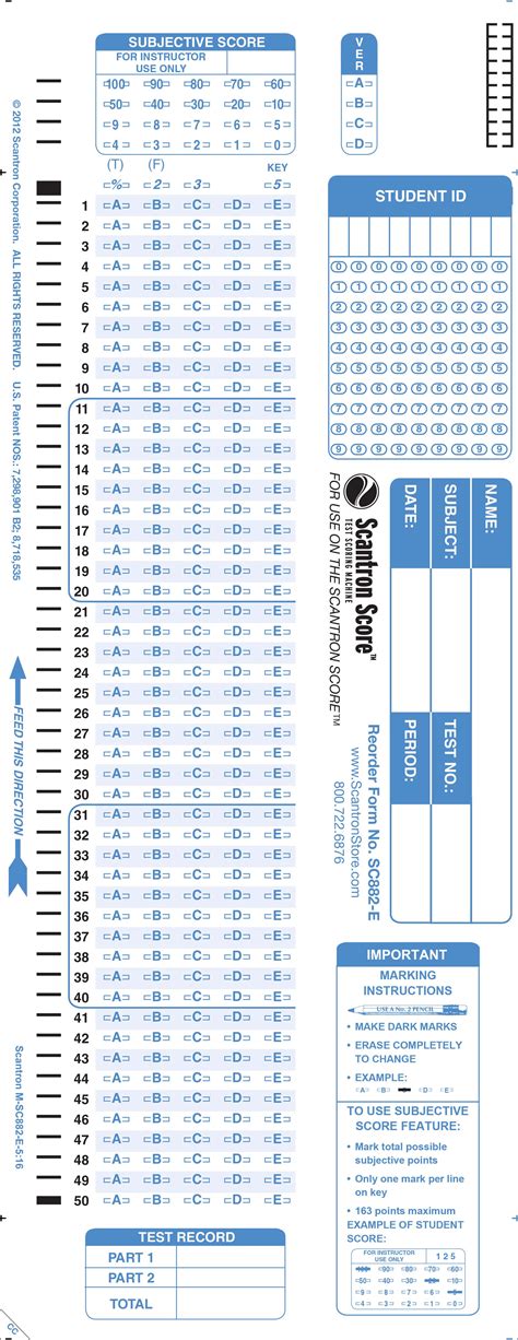 SC882-E Scantron Score, 100Q, ID (500/PKG) - Scantron