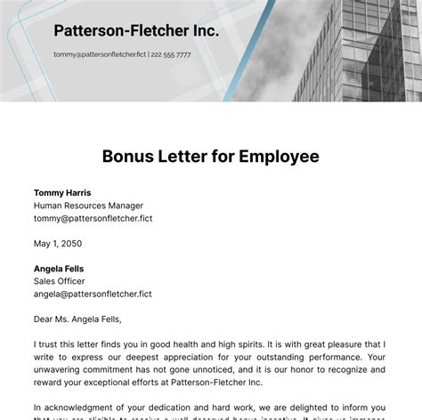 Free Bonus Letter For Employee Template To Edit Online