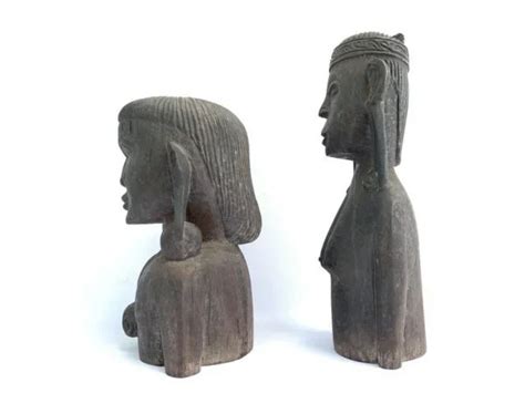 Half Body Statue Antique Borneo Naked Penan Dayak Sculpture