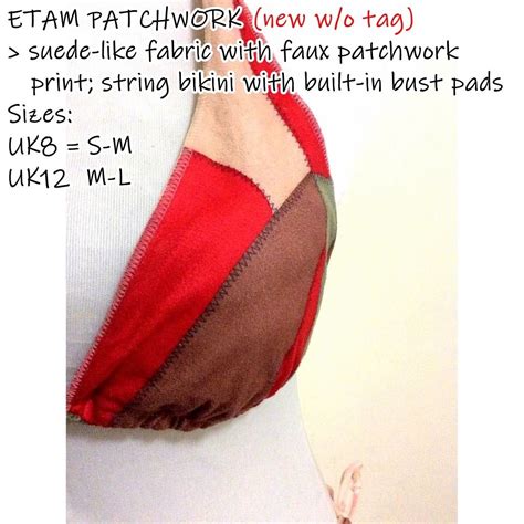 Etam Two Piece Swimsuit Patchwork Triangle String Bikini Swimwear Women S Fashion Swimwear