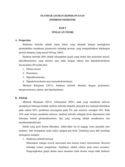 Pdf Standar Asuhan Keperawatan Sindrom Nefrotik Dokumen Tips