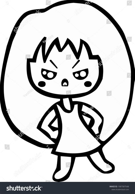 Cute Cartoon Sketchcute Girl Transparent Background Stock Vector