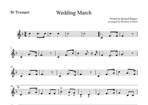 Wedding March Arr Zachary Corbett By Richard Wagner Sheet Music For