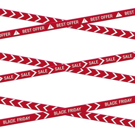 Conjunto De Fitas Vermelhas De Venda Organizadas Vetor De Desconto