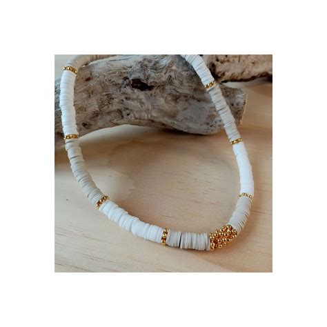 Heishi Necklace White Nude And Gold
