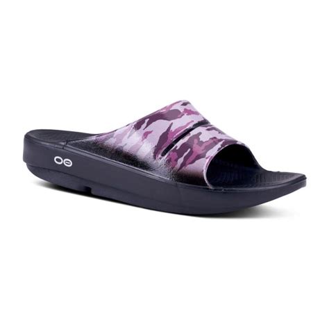 Oofos Women S Ooahh Luxe Slide Sandal Purple Camo Oofosas Ewsns