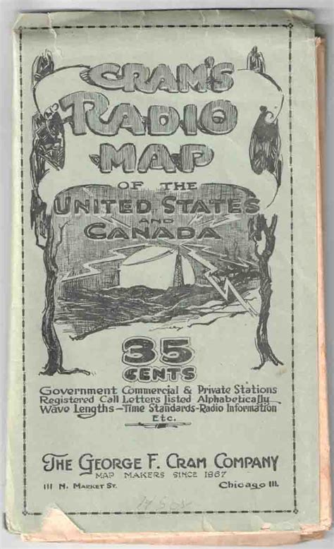 Crams Detailed Radio Map Of Broadcasting Stations Of The United States
