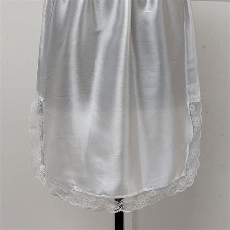 Satin Lacey Underskirt Half Slip Dress Extender Petticoat Customized Dress Liner Lingerie XS
