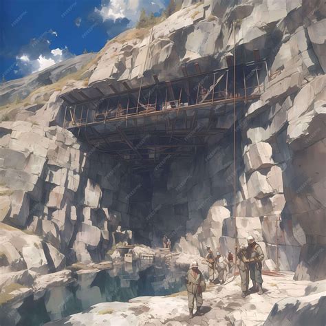 Premium Photo | Majestic Ancient Quarry with Historians and Architects