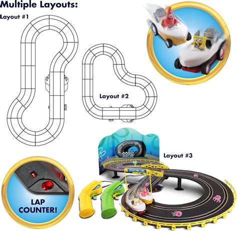 SpongeBob Hot Rod Boat Slot Car Race Set Contains Feet Of Track Dual Players Great