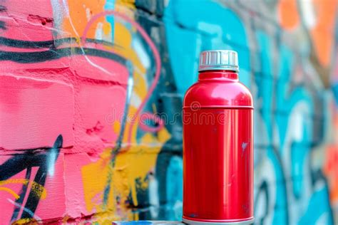 Graffiti Spray Can On A Colorful Graffiti Wall Street Art Concept