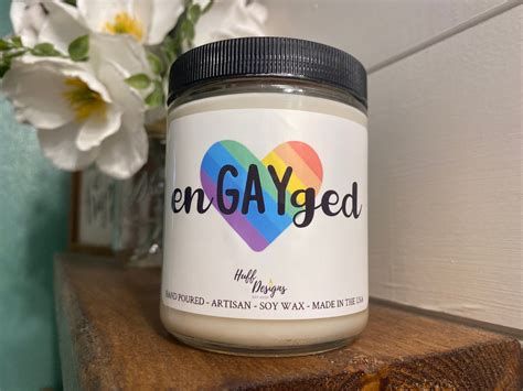 Engayged Soy Candle Gift Engagement Gift For Gay Couple Gay Etsy
