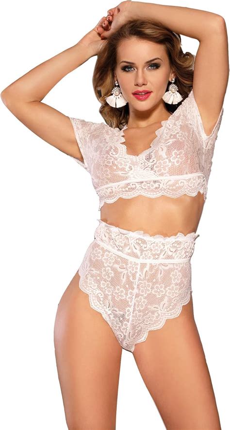 Ohyeahlady Women Lingerie Set Sexy Lace Bra Bralette And High Waisted French Knickers Lace