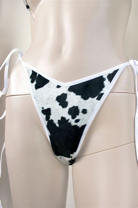 Cow Print Bikini Micro Bikini High Cut Bikini Set Two Piece Etsy