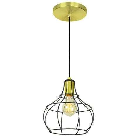 Lustre Pendente Luminária Aladim Aramado Preto Dourado Leroy Merlin