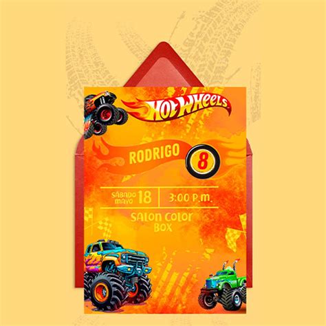 Hot Wheels Birthday Invitation Editable Hot Wheels Monster Trucks Invitation Template Etsy