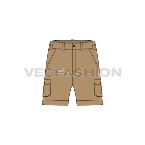 Mens Khaki Shorts With Patch Pockets Vecfashion
