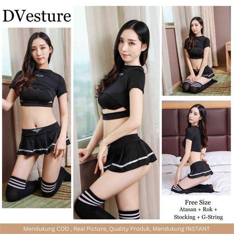 Jual Lingerie Seksi Set D 131 Kostum Police Rok Mini Pakaian Dalam Baju