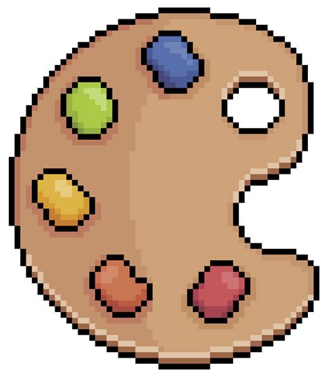 Pixel Art Paint Palette Vector Icon For 8bit Game On White Background