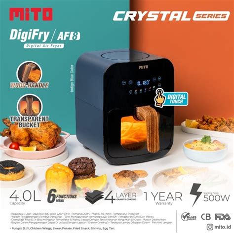 Jual Mito Crystal Series Air Diry Af8 Airfryer Digital Af 8 Air