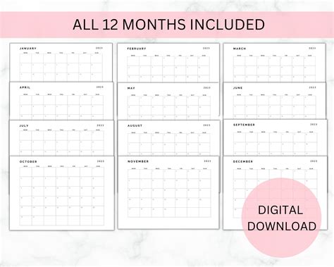 Printable Calendar 2023 Monthly Planner 2023 A4 A3 Landscape Monday ...